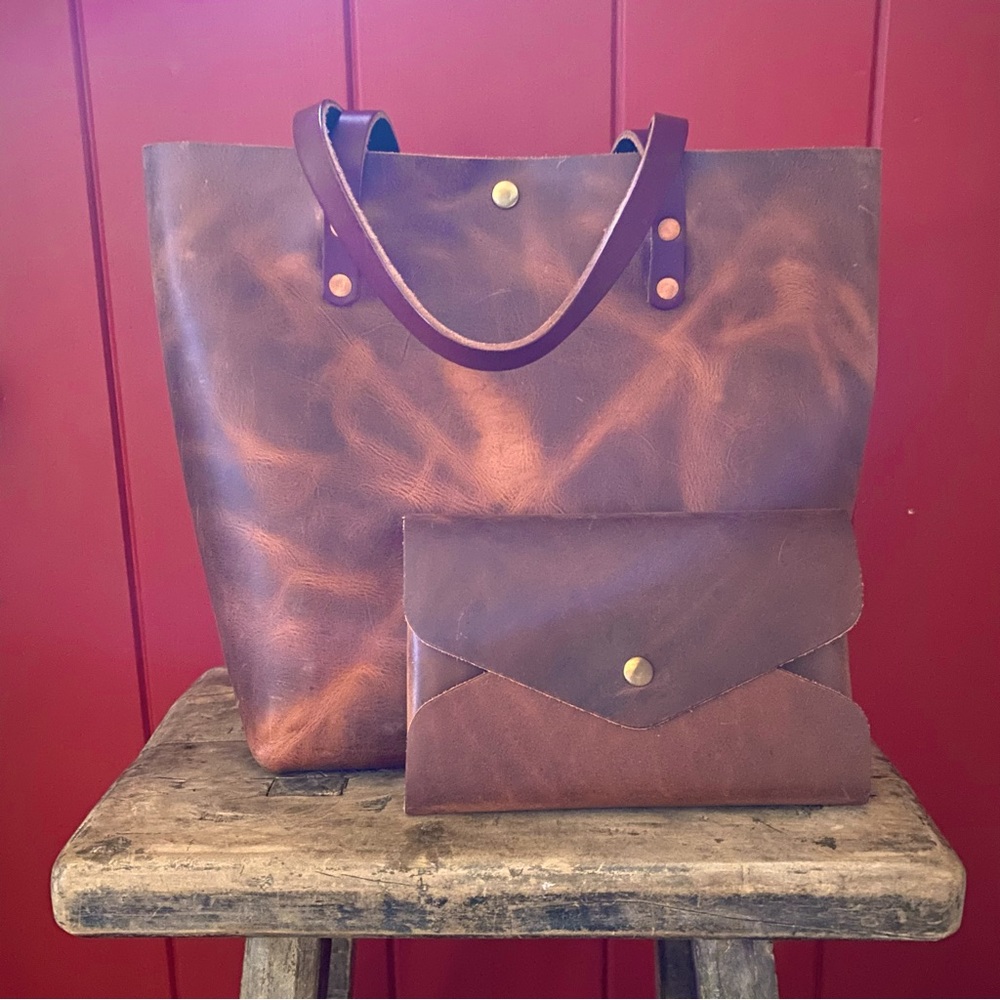 KMM & Co. Classic Leather Tote Cognac/Tobacco EUC